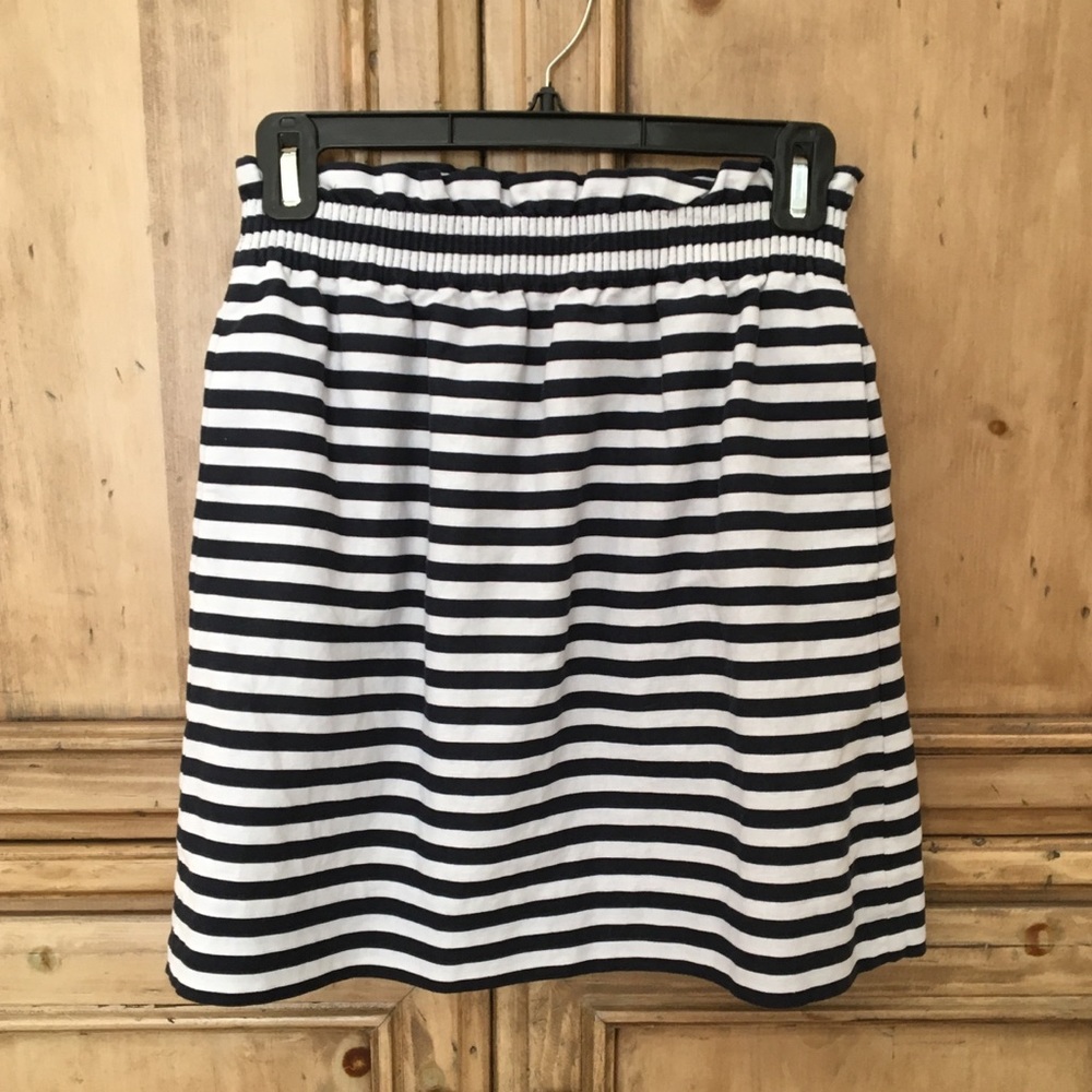 J. Crew Factory navy striped cotton mini skirt